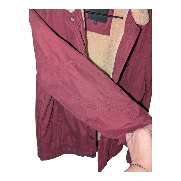 Burgendy Jacket Aeropostal Sherpa Lined with Plush Collar Retro - Picture 8 of 10